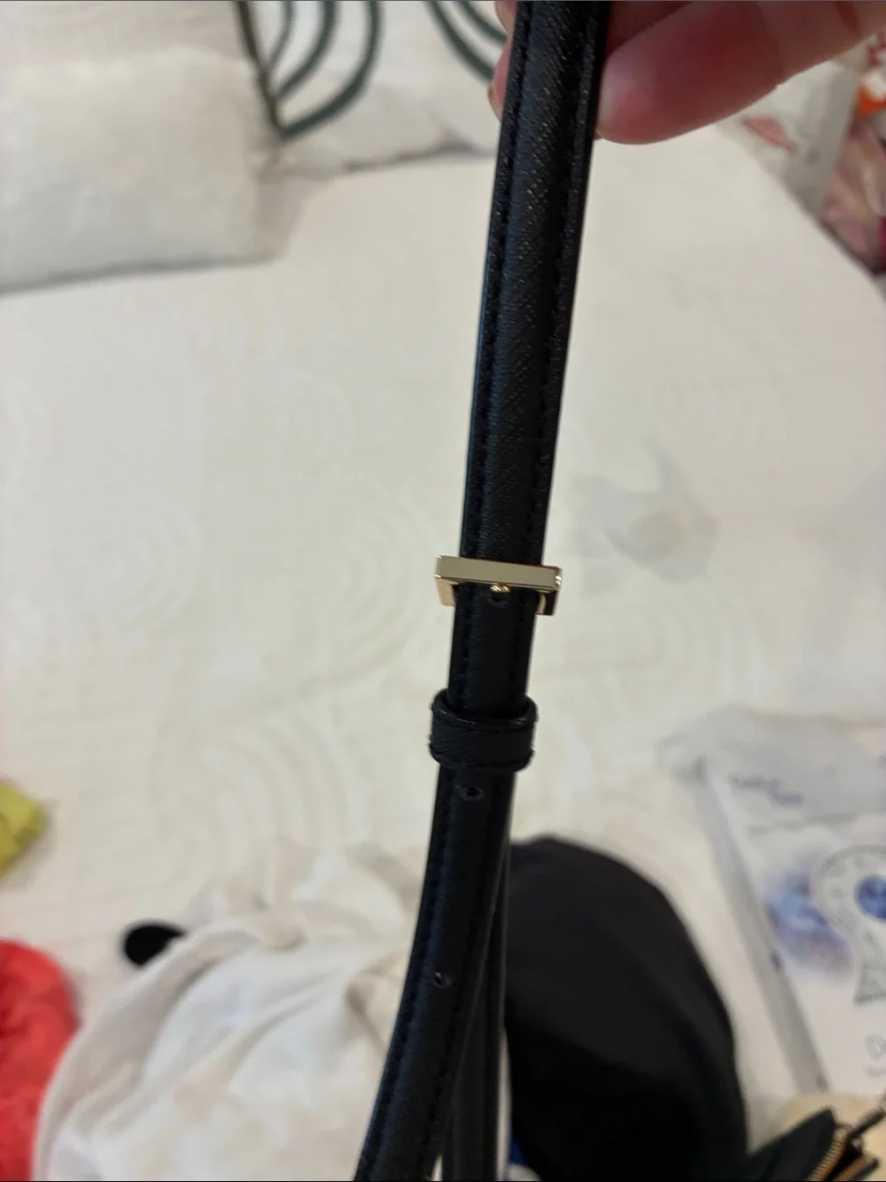 kate spade black leather saffiano crossbody with gold hardware